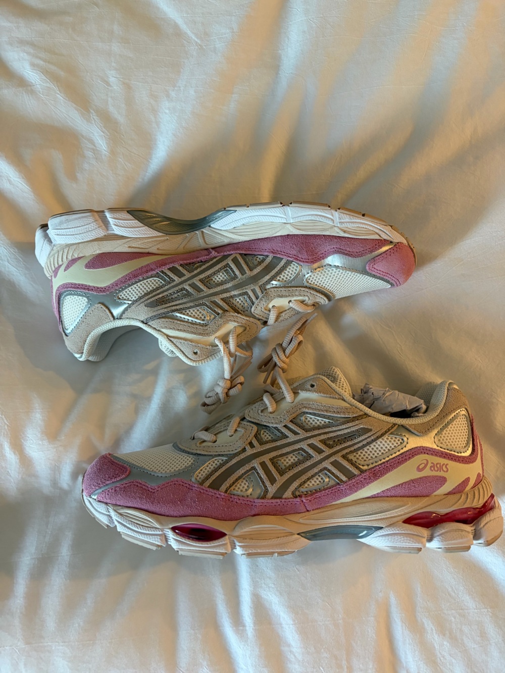 ASICS White and Pink Women's Athletic Running Shoes